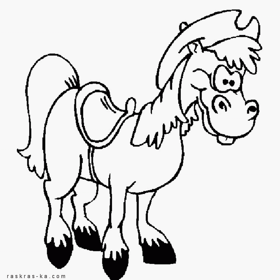 Мультяшная лошадка. Детские раскраски