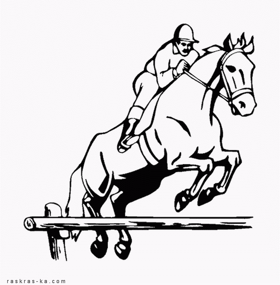 Жокей на лошади - раскраска