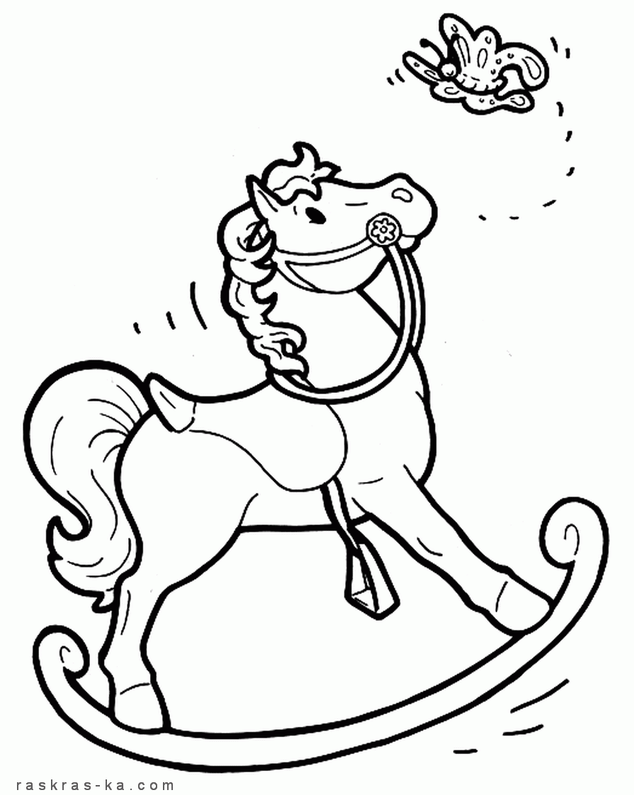 Раскраска для малышей деревянная лошадь